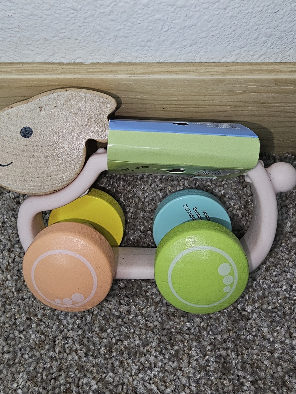 Wooden Pastel Rolling Toy - Pink, Peach, Yellow, Green, Blue
